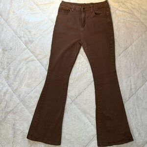 Mocha brown flare high rise jeans